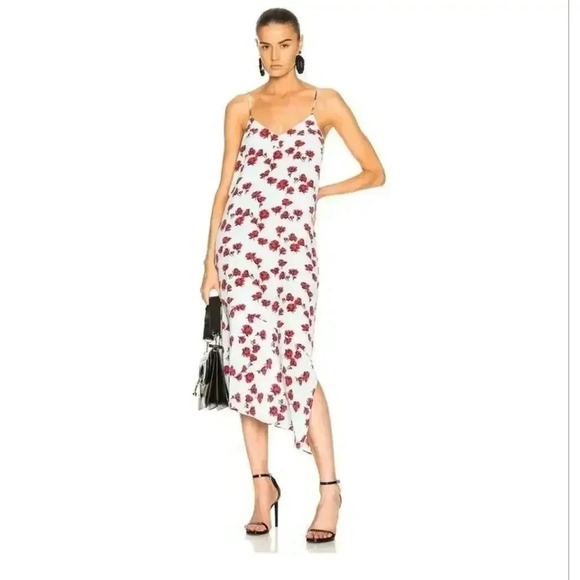 Equipment Silk Midi Slip Dress Size M 'Jade' Asymmetric Floral, Retail $368 - Picture 3 of 4